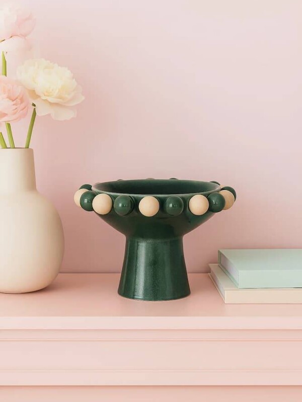 centro de mesa de ceramica verde